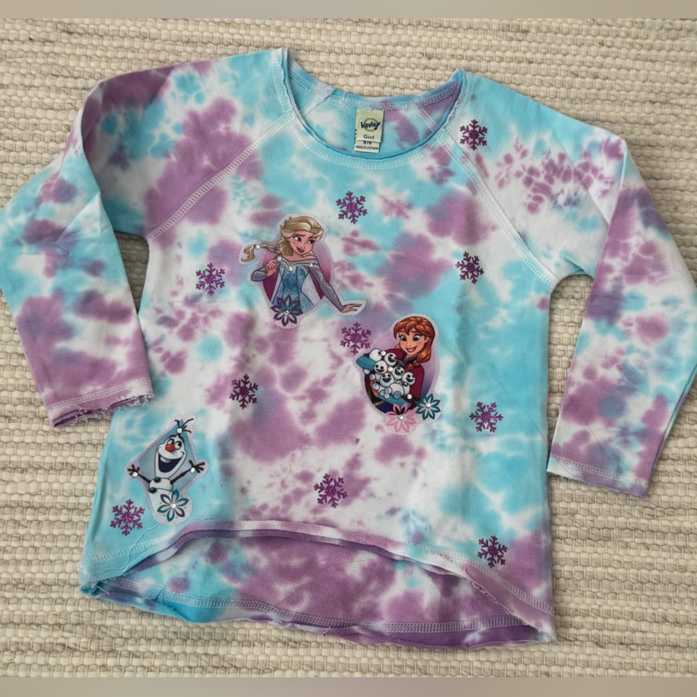 TEE-HEE Girls Frozen Tie Dye Long Sleeve Top - Size 5/6 Years